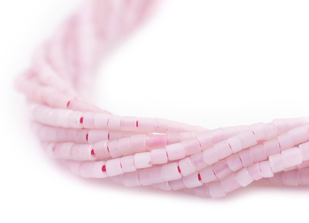 TheBeadChest Pastel Pink Afghani Tribal Seed Beads 10 Strands 2mm Afghanistan Glass 13.5 Inch Strand